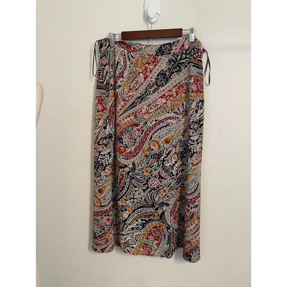 Vince Camuto Women’s Paisley Floral Midi Skirt Size XL Boho A-Line Elastic Waist